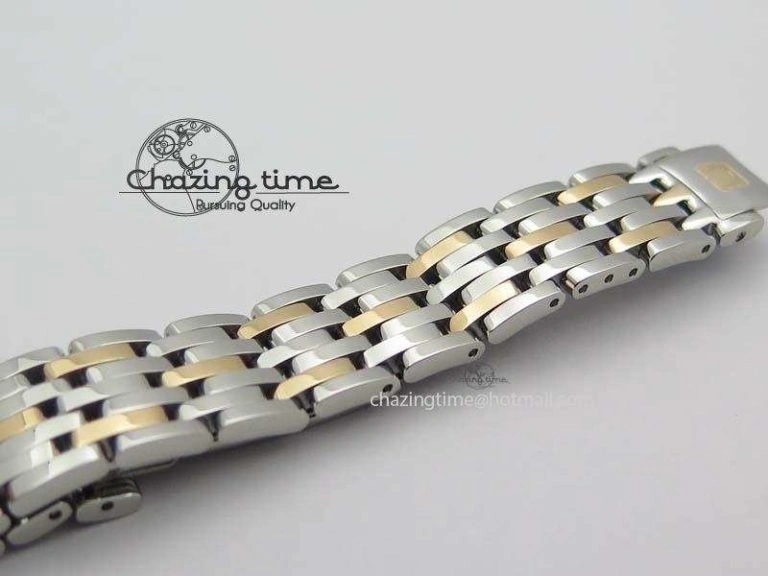 De Ville 27mm SS RG Ladies MK 1:1 Best Edition Blue Dial Diamond Markers On SS Bracelet Ronda Quartz