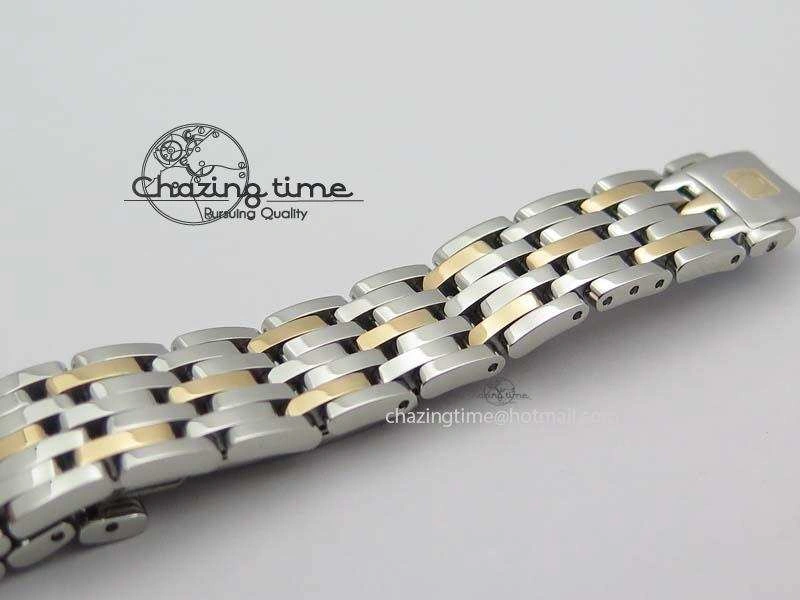 De Ville 27mm SS RG Ladies MK 1:1 Best Edition Blue Dial Diamond Markers On SS Bracelet Ronda Quartz
