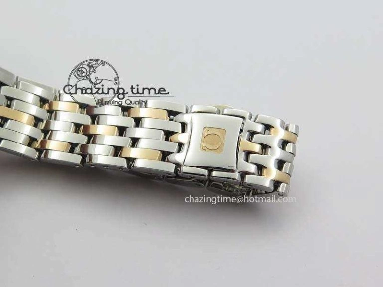 De Ville 27mm SS RG Ladies MK 1:1 Best Edition Blue Dial Diamond Markers On SS Bracelet Ronda Quartz