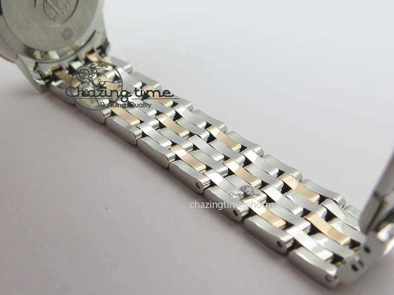 De Ville 27mm SS RG Ladies MK 1:1 Best Edition White MOP Dial Diamond Markers On SS Bracelet Ronda Quartz