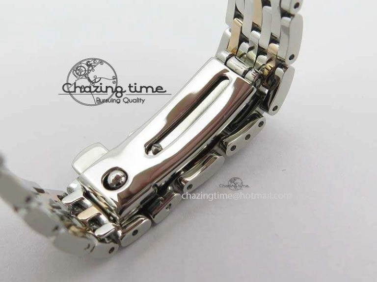 De Ville 27mm SS RG Ladies MK 1:1 Best Edition White MOP Dial Diamond Markers On SS Bracelet Ronda Quartz