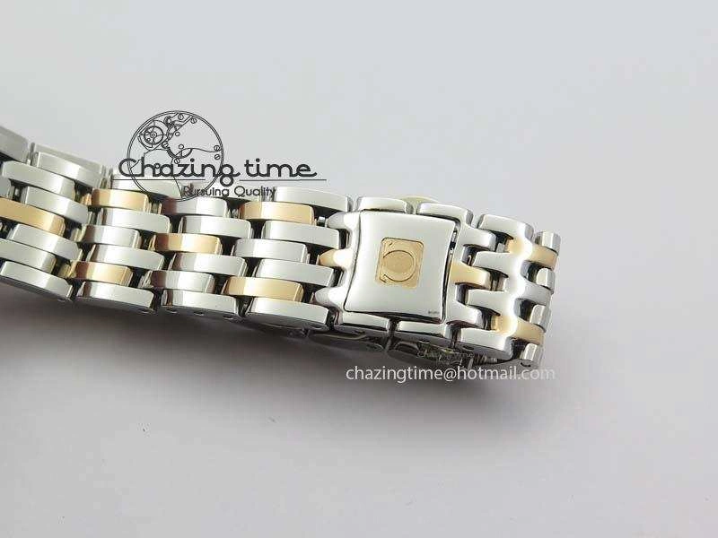 De Ville 27mm SS RG Ladies MK 1:1 Best Edition White MOP Dial Diamond Markers On SS Bracelet Ronda Quartz