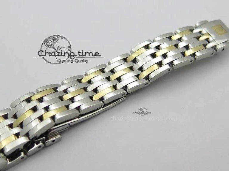 De Ville 27mm SS YG Ladies MK 1:1 Best Edition Blue Dial Diamond Markers On SS Bracelet Ronda Quartz