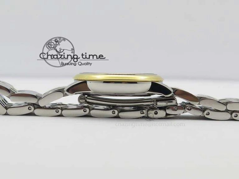 De Ville 27mm SS YG Ladies MK 1:1 Best Edition Gold Dial On SS Bracelet Ronda Quartz