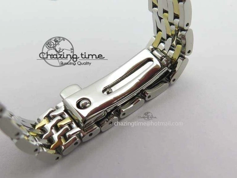 De Ville 27mm SS YG Ladies MK 1:1 Best Edition Gold Dial On SS Bracelet Ronda Quartz