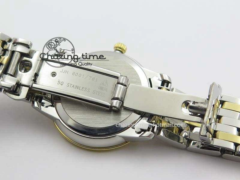 De Ville 27mm SS YG Ladies MK 1:1 Best Edition Gold Dial On SS Bracelet Ronda Quartz