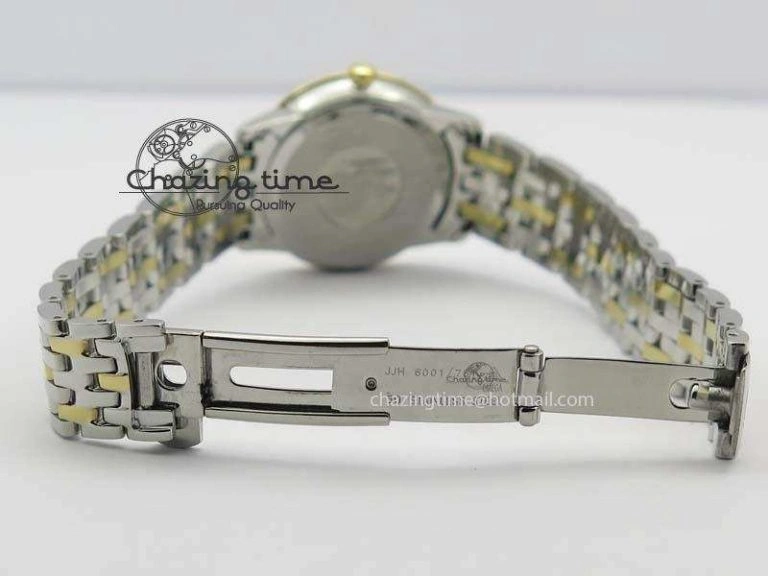 De Ville 27mm SS YG Ladies MK 1:1 Best Edition Gold Dial On SS Bracelet Ronda Quartz