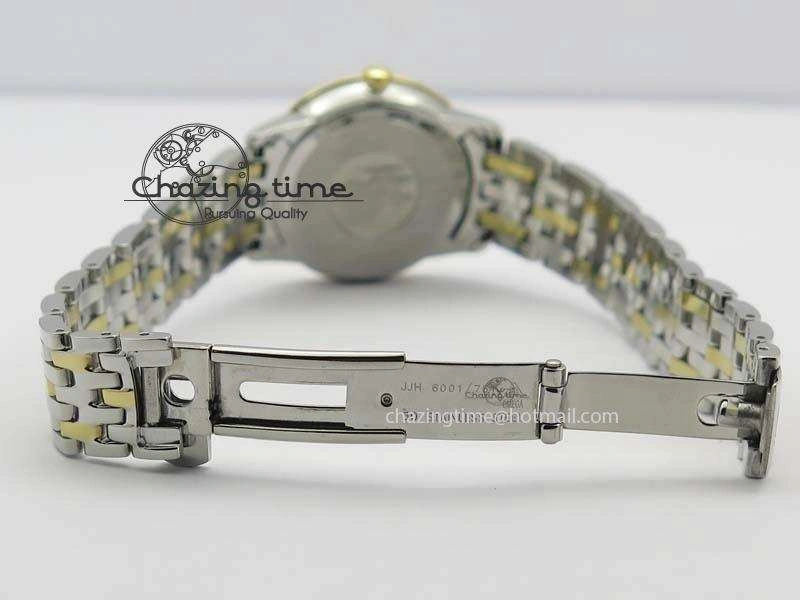 De Ville 27mm SS YG Ladies MK 1:1 Best Edition Gold Dial On SS Bracelet Ronda Quartz