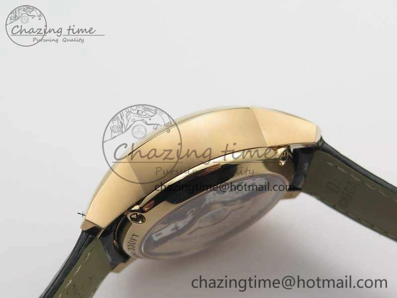 De Ville Chronograph RG OMF 1:1 Best Edition Black Dial On Black Leather Strap A9300