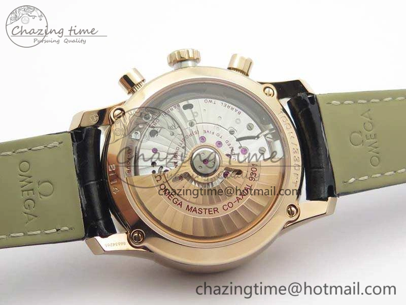 De Ville Chronograph RG OMF 1:1 Best Edition Black Dial On Black Leather Strap A9300
