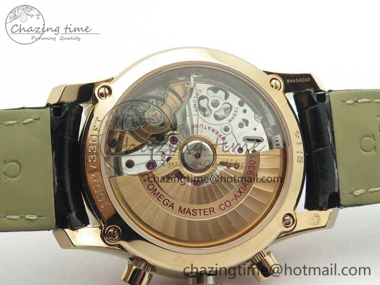 De Ville Chronograph RG OMF 1:1 Best Edition Black Dial On Black Leather Strap A9300