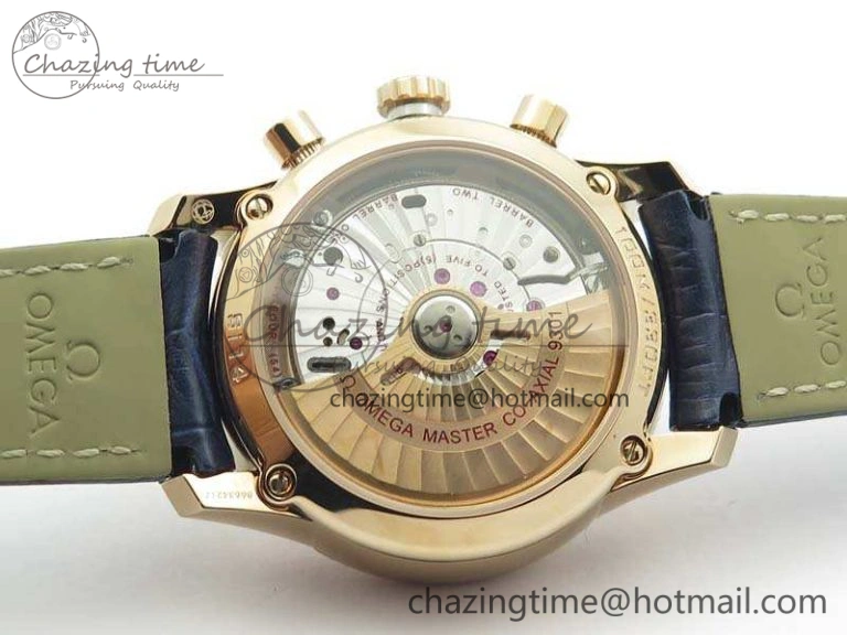 De Ville Chronograph RG OMF 1:1 Best Edition Blue Dial On Blue Leather Strap A9300