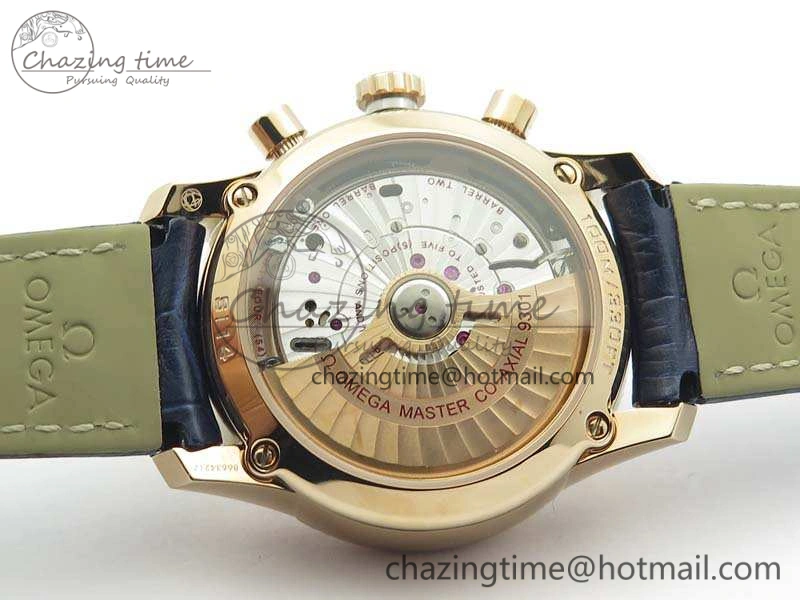 De Ville Chronograph RG OMF 1:1 Best Edition Blue Dial On Blue Leather Strap A9300