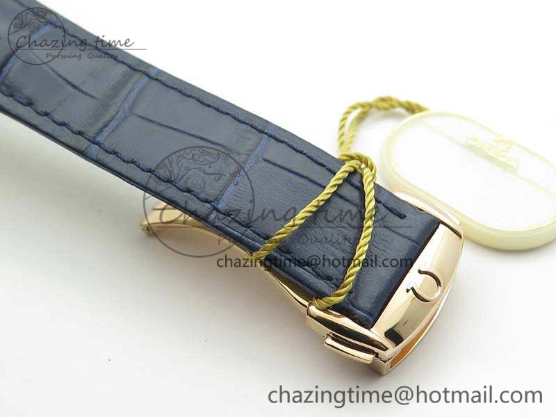 De Ville Chronograph RG OMF 1:1 Best Edition Blue Dial On Blue Leather Strap A9300