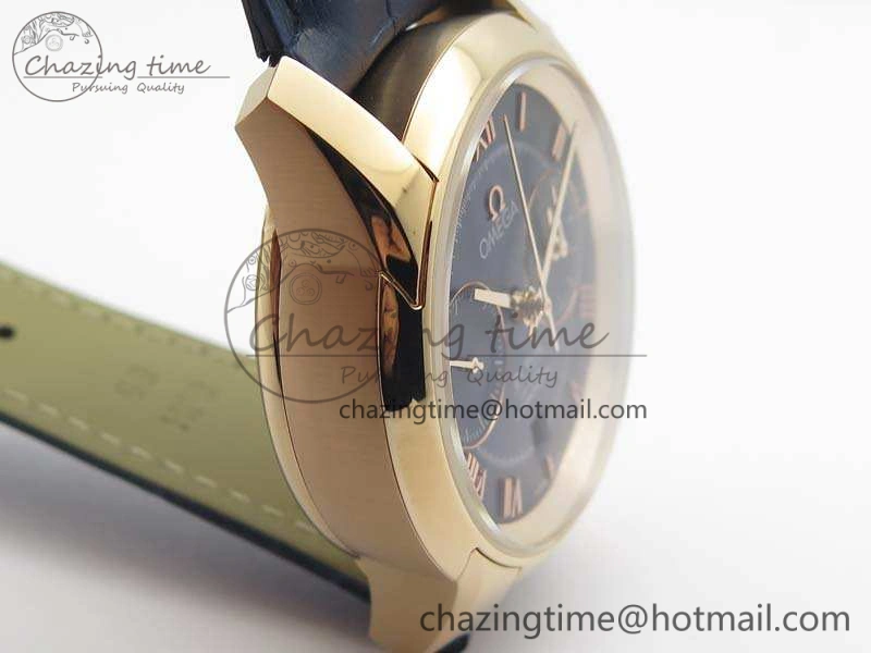 De Ville Chronograph RG OMF 1:1 Best Edition Blue Dial On Blue Leather Strap A9300