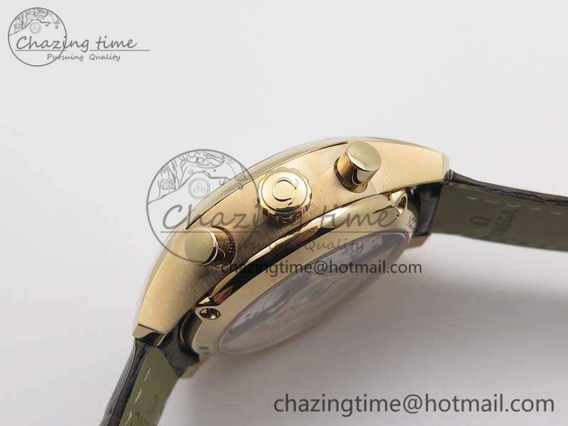 De Ville Chronograph RG OMF 1:1 Best Edition White Dial On Brown Leather Strap A9300