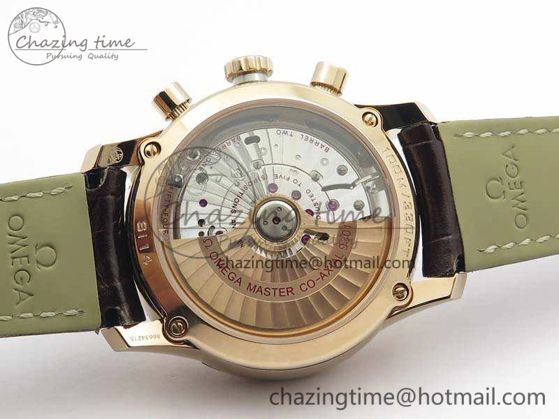 De Ville Chronograph RG OMF 1:1 Best Edition White Dial On Brown Leather Strap A9300