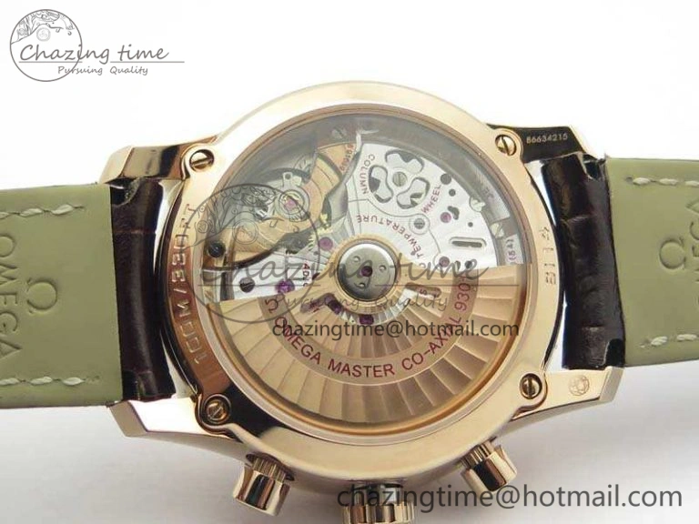 De Ville Chronograph RG OMF 1:1 Best Edition White Dial On Brown Leather Strap A9300