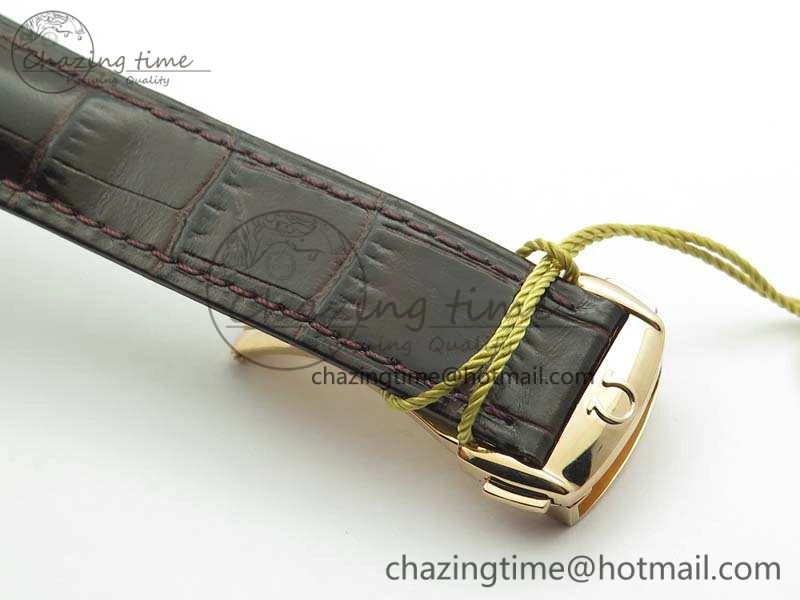 De Ville Chronograph RG OMF 1:1 Best Edition White Dial On Brown Leather Strap A9300