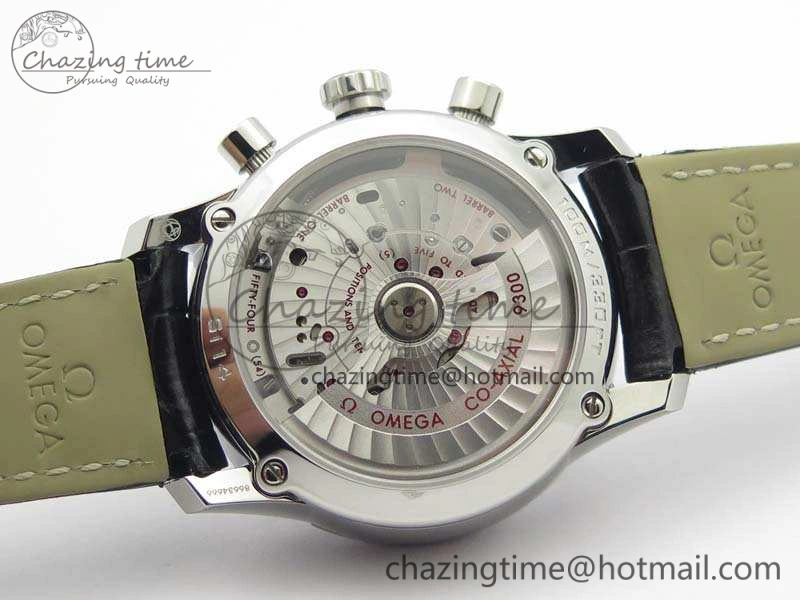 De Ville Chronograph SS OMF 1:1 Best Edition Black Dial On Black Leather Strap A9300