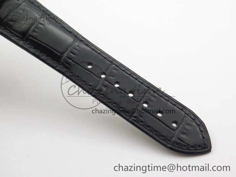 De Ville Chronograph SS OMF 1:1 Best Edition Black Dial On Black Leather Strap A9300