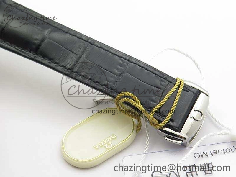De Ville Chronograph SS OMF 1:1 Best Edition Black Dial On Black Leather Strap A9300