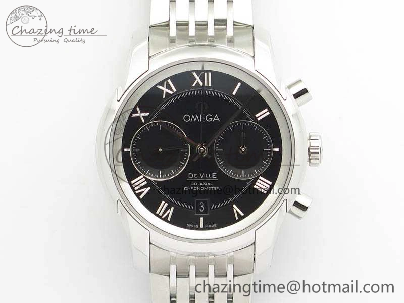 De Ville Chronograph SS OMF 1:1 Best Edition Black Dial On SS Bracelet A9300