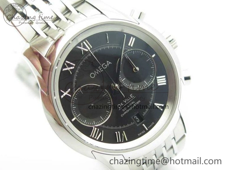 De Ville Chronograph SS OMF 1:1 Best Edition Black Dial On SS Bracelet A9300