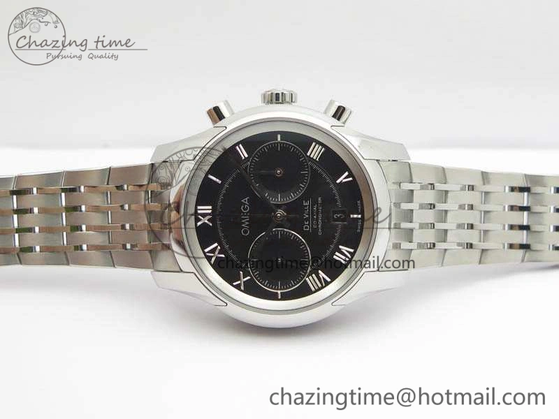 De Ville Chronograph SS OMF 1:1 Best Edition Black Dial On SS Bracelet A9300