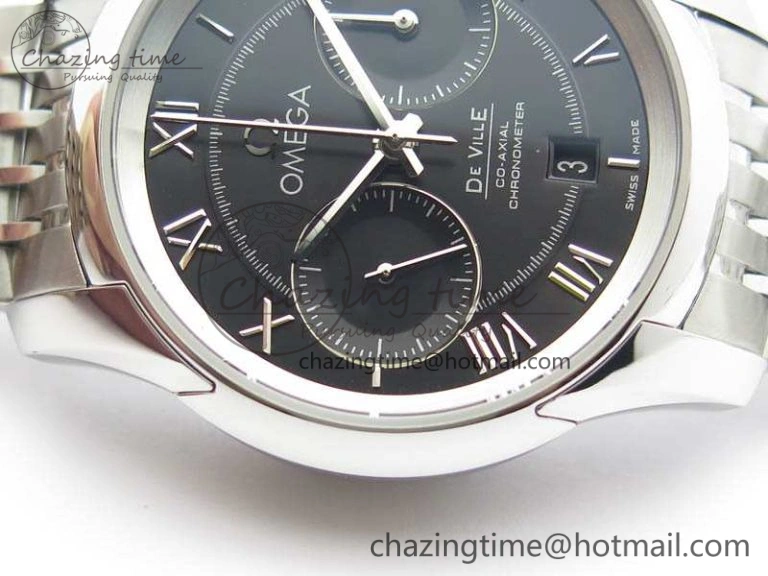 De Ville Chronograph SS OMF 1:1 Best Edition Black Dial On SS Bracelet A9300