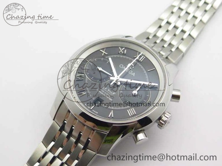 De Ville Chronograph SS OMF 1:1 Best Edition Black Dial On SS Bracelet A9300