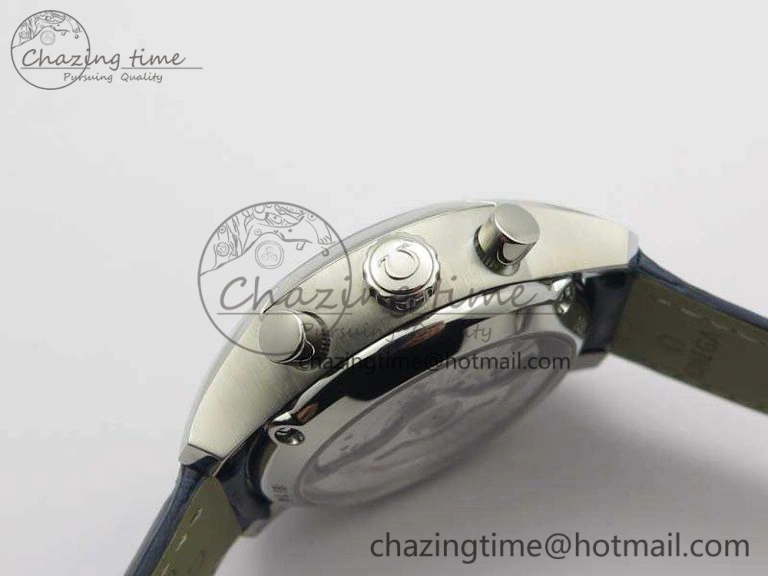De Ville Chronograph SS OMF 1:1 Best Edition Blue Dial On Blue Leather Strap A9300