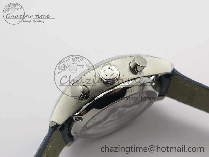 De Ville Chronograph SS OMF 1:1 Best Edition Blue Dial On Blue Leather Strap A9300