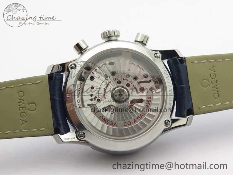 De Ville Chronograph SS OMF 1:1 Best Edition Blue Dial On Blue Leather Strap A9300