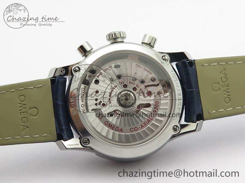 De Ville Chronograph SS OMF 1:1 Best Edition Blue Dial On Blue Leather Strap A9300