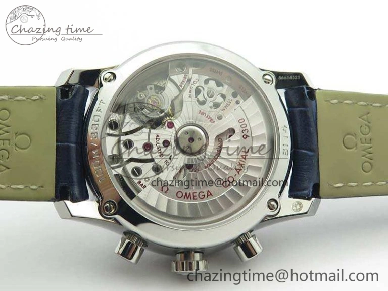 De Ville Chronograph SS OMF 1:1 Best Edition Blue Dial On Blue Leather Strap A9300