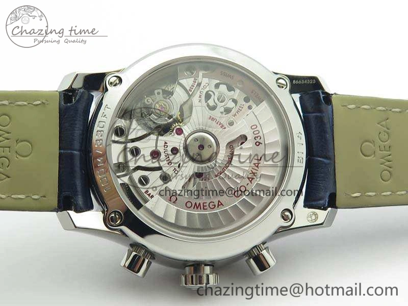 De Ville Chronograph SS OMF 1:1 Best Edition Blue Dial On Blue Leather Strap A9300