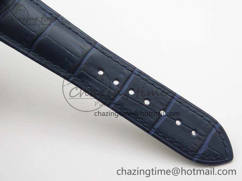 De Ville Chronograph SS OMF 1:1 Best Edition Blue Dial On Blue Leather Strap A9300