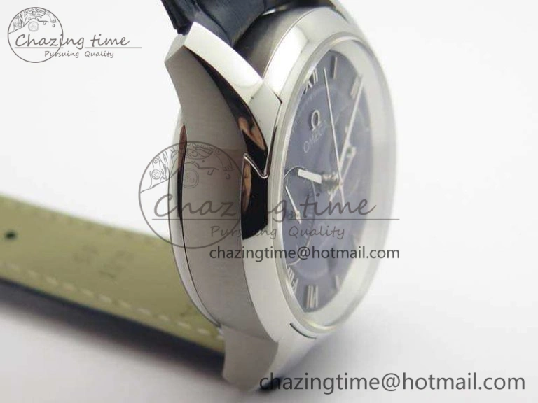De Ville Chronograph SS OMF 1:1 Best Edition Blue Dial On Blue Leather Strap A9300