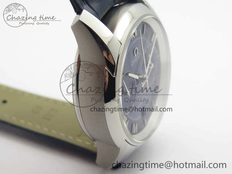 De Ville Chronograph SS OMF 1:1 Best Edition Blue Dial On Blue Leather Strap A9300