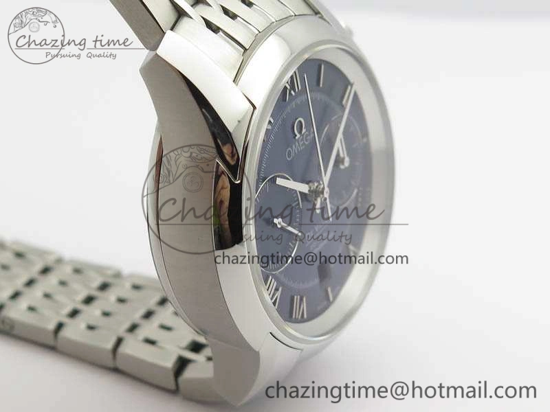 De Ville Chronograph SS OMF 1:1 Best Edition Blue Dial On SS Bracelet A9300