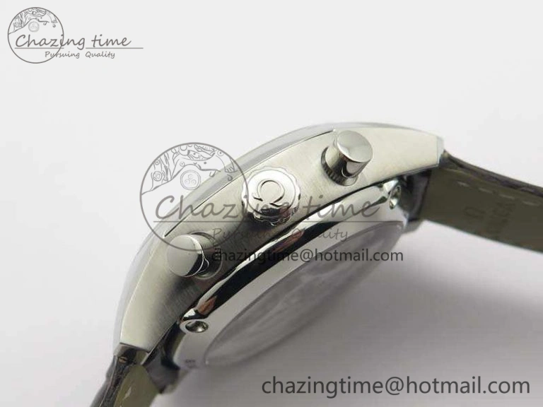 De Ville Chronograph SS OMF 1:1 Best Edition White Dial On Brown Leather strap A9300