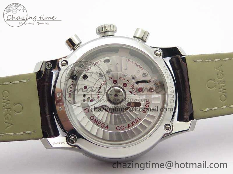 De Ville Chronograph SS OMF 1:1 Best Edition White Dial On Brown Leather strap A9300