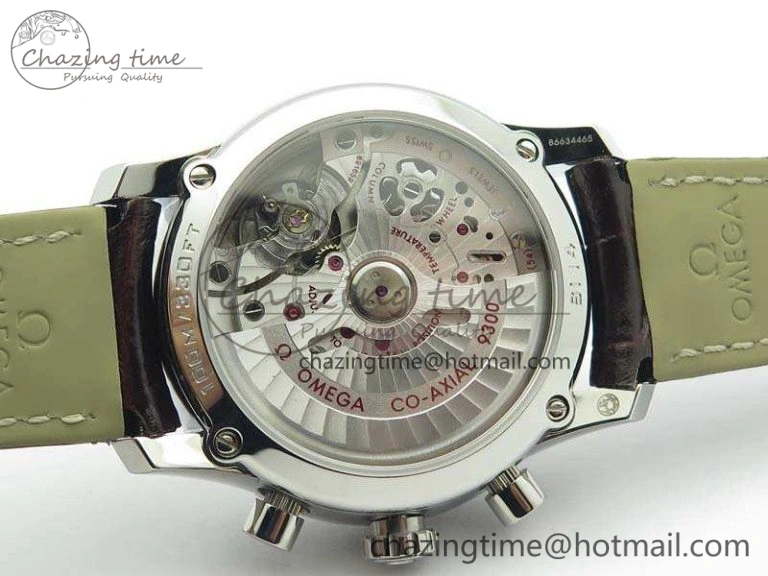 De Ville Chronograph SS OMF 1:1 Best Edition White Dial On Brown Leather strap A9300