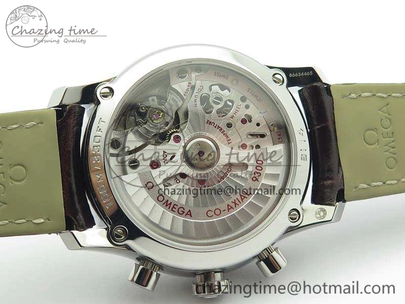 De Ville Chronograph SS OMF 1:1 Best Edition White Dial On Brown Leather strap A9300