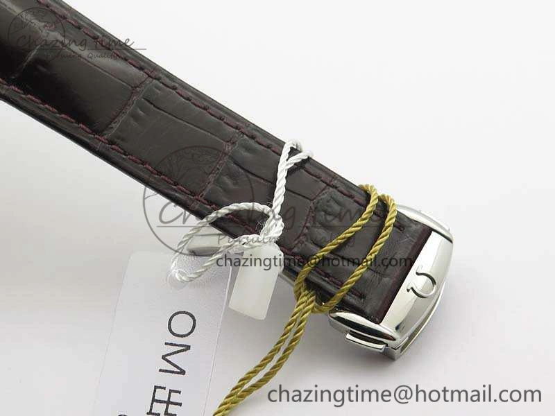 De Ville Chronograph SS OMF 1:1 Best Edition White Dial On Brown Leather strap A9300