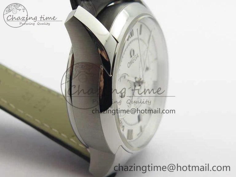 De Ville Chronograph SS OMF 1:1 Best Edition White Dial On Brown Leather strap A9300