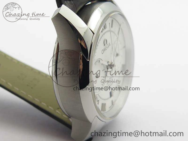 De Ville Chronograph SS OMF 1:1 Best Edition White Dial On Brown Leather strap A9300