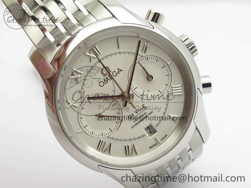 De Ville Chronograph SS OMF 1:1 Best Edition White Dial On SS Bracelet A9300
