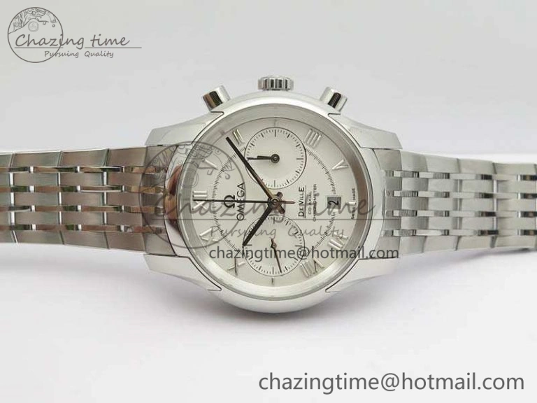 De Ville Chronograph SS OMF 1:1 Best Edition White Dial On SS Bracelet A9300